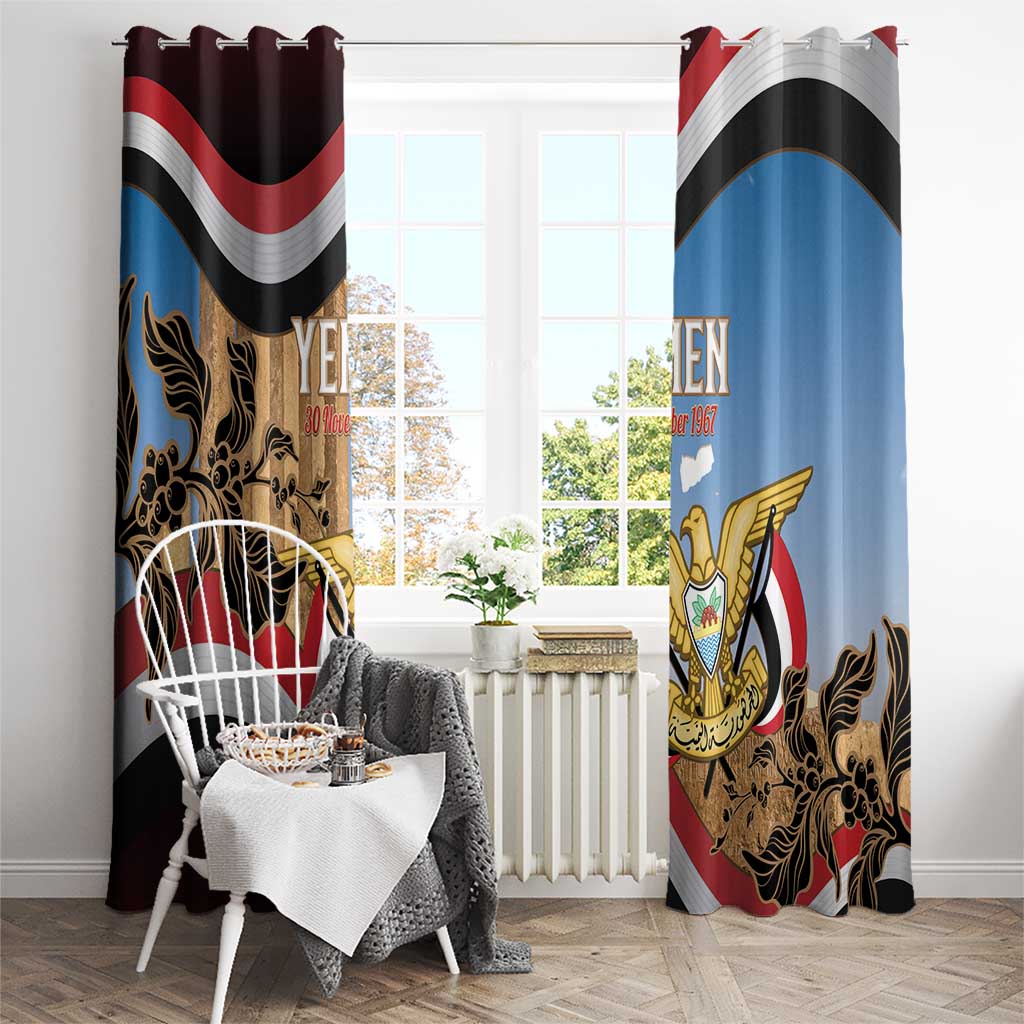 Personalised Yemen Independence Day Window Curtain Awwam Temple With Coat Of Arms Proud - Wonder Print Shop