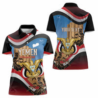Personalised Yemen Independence Day Women Polo Shirt Awwam Temple With Coat Of Arms Proud - Wonder Print Shop