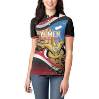 Personalised Yemen Independence Day Women Polo Shirt Awwam Temple With Coat Of Arms Proud - Wonder Print Shop