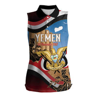 Personalised Yemen Independence Day Women Sleeveless Polo Shirt Awwam Temple With Coat Of Arms Proud - Wonder Print Shop