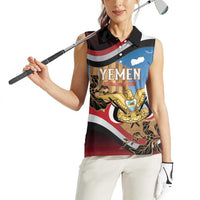 Personalised Yemen Independence Day Women Sleeveless Polo Shirt Awwam Temple With Coat Of Arms Proud - Wonder Print Shop