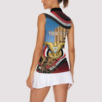 Personalised Yemen Independence Day Women Sleeveless Polo Shirt Awwam Temple With Coat Of Arms Proud - Wonder Print Shop