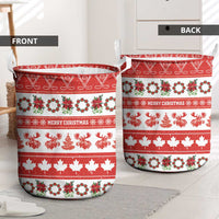 Canada Christmas Laundry Basket Canadian Moose Maple Leaf Seamless Style - Wonder Print Shop