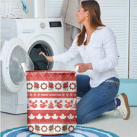 Canada Christmas Laundry Basket Canadian Moose Maple Leaf Seamless Style - Wonder Print Shop