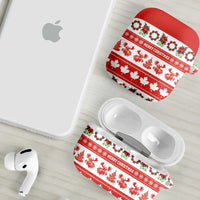 Canada Christmas AirPods Case Canadian Moose Maple Leaf Seamless Style - Wonder Print Shop