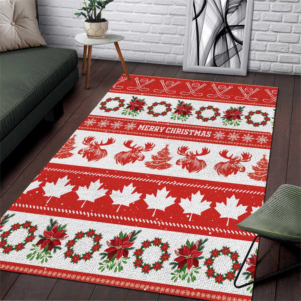 Canada Christmas Area Rug Canadian Moose Maple Leaf Seamless Style - Wonder Print Shop