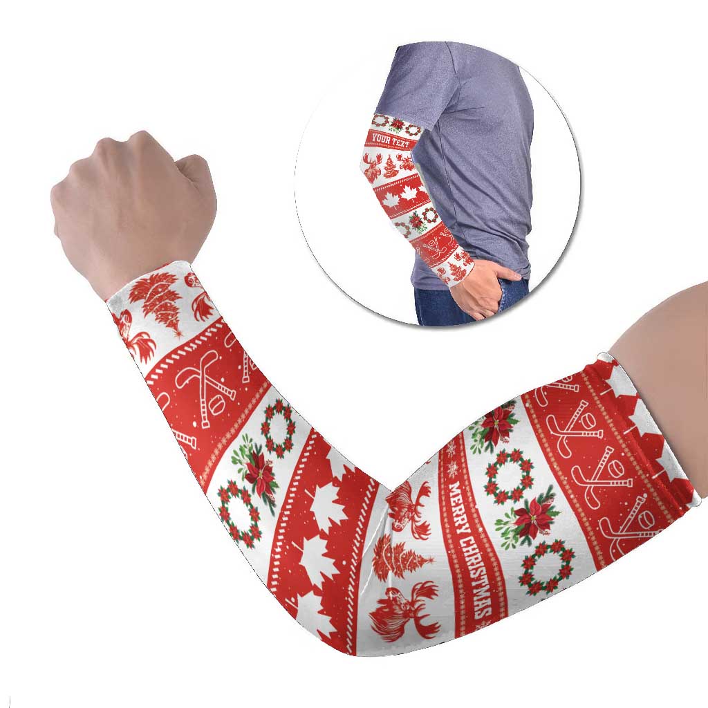 Personalised Canada Christmas Arm Sleeves Canadian Moose Maple Leaf Seamless Style - Wonder Print Shop