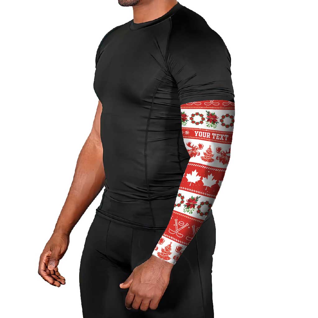 Personalised Canada Christmas Arm Sleeves Canadian Moose Maple Leaf Seamless Style - Wonder Print Shop