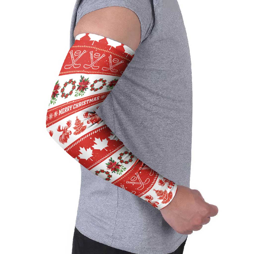 Personalised Canada Christmas Arm Sleeves Canadian Moose Maple Leaf Seamless Style - Wonder Print Shop