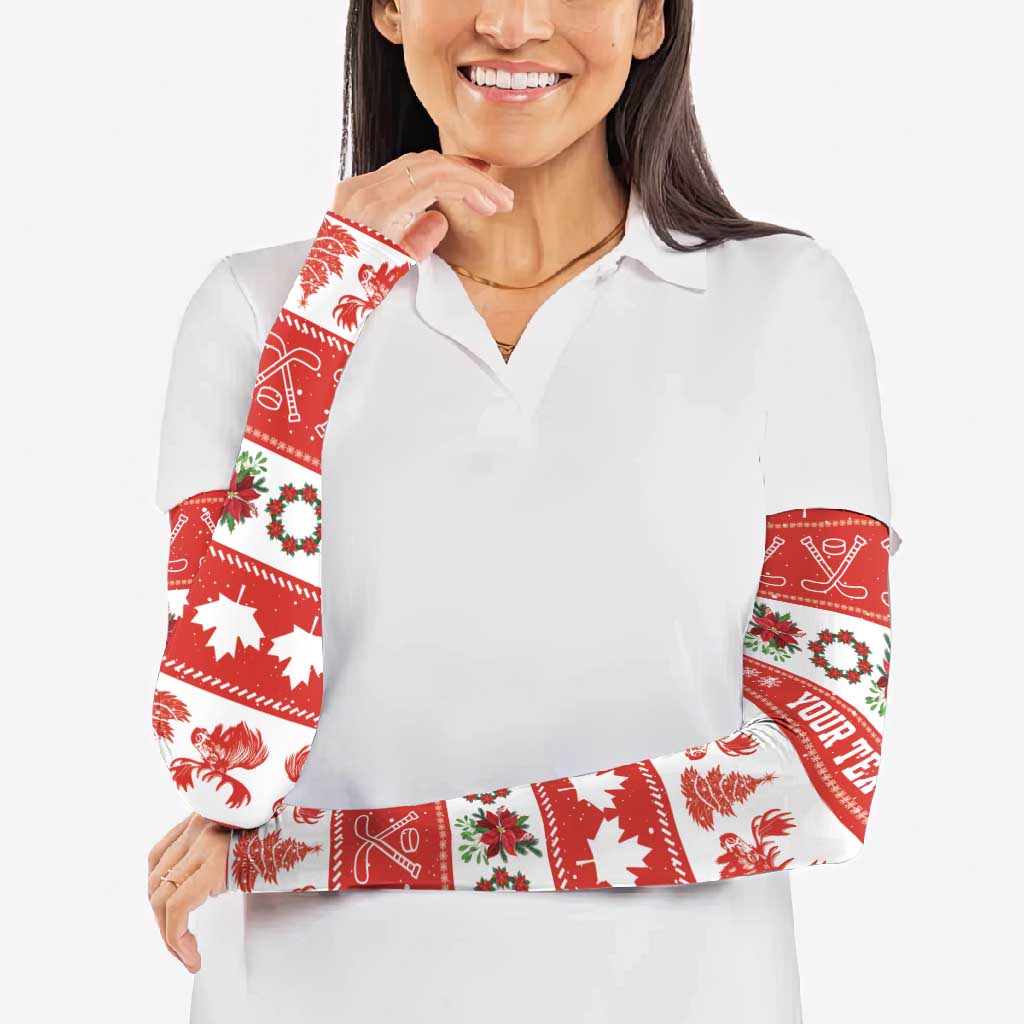 Personalised Canada Christmas Arm Sleeves Canadian Moose Maple Leaf Seamless Style - Wonder Print Shop