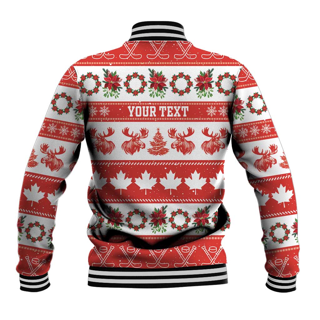 Personalised Canada Christmas Baseball Jacket Canadian Moose Maple Leaf Seamless Style - Wonder Print Shop