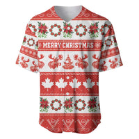 Personalised Canada Christmas Baseball Jersey Canadian Moose Maple Leaf Seamless Style - Wonder Print Shop