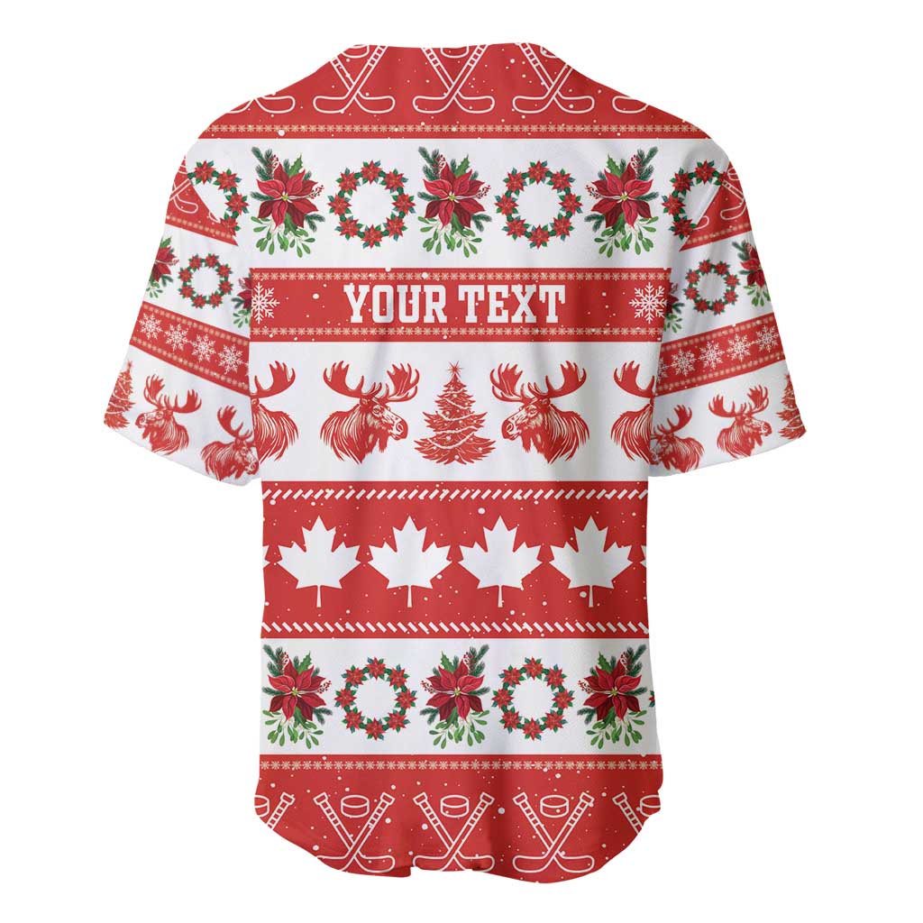 Personalised Canada Christmas Baseball Jersey Canadian Moose Maple Leaf Seamless Style - Wonder Print Shop