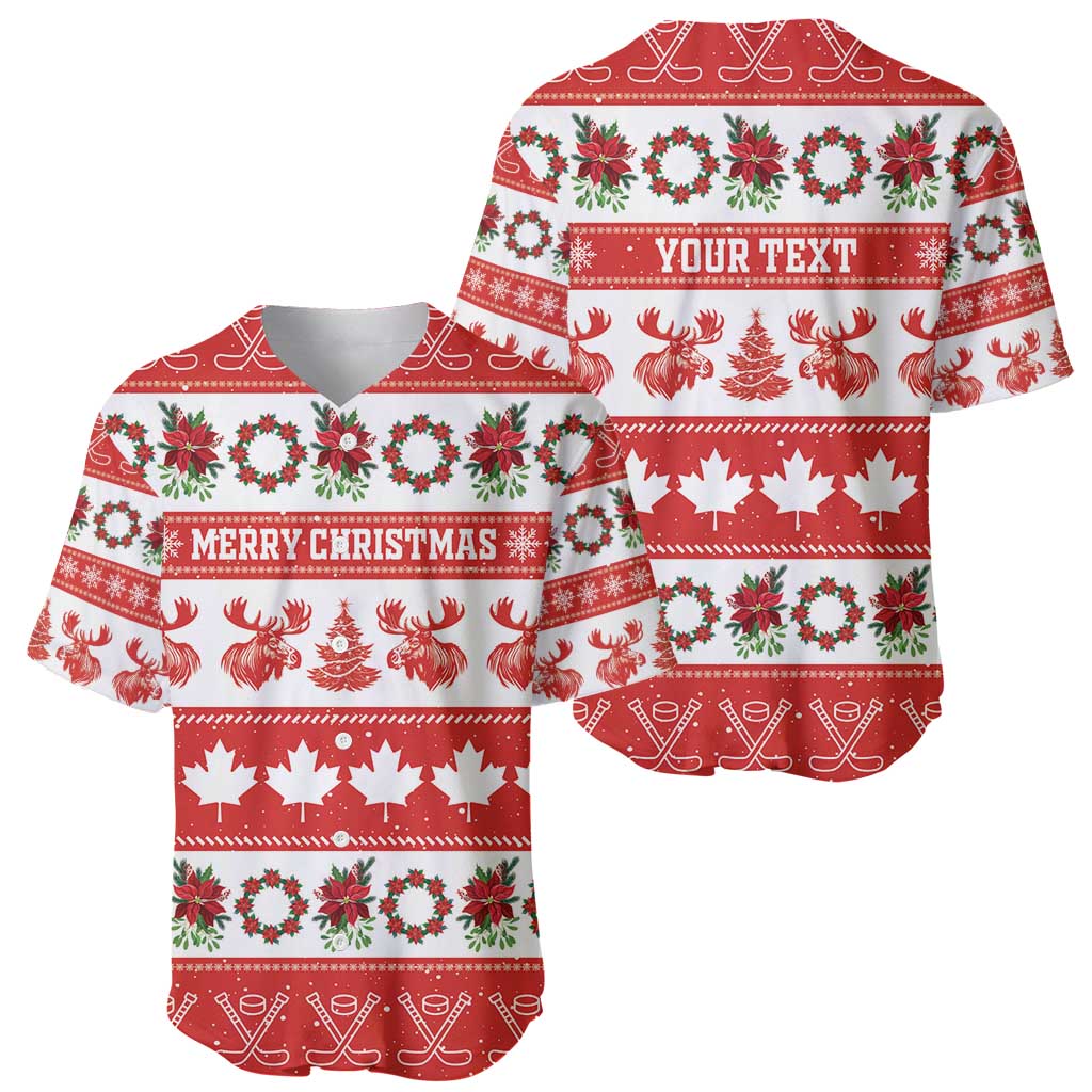 Personalised Canada Christmas Baseball Jersey Canadian Moose Maple Leaf Seamless Style - Wonder Print Shop