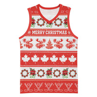 Personalised Canada Christmas Basketball Jersey Canadian Moose Maple Leaf Seamless Style - Wonder Print Shop