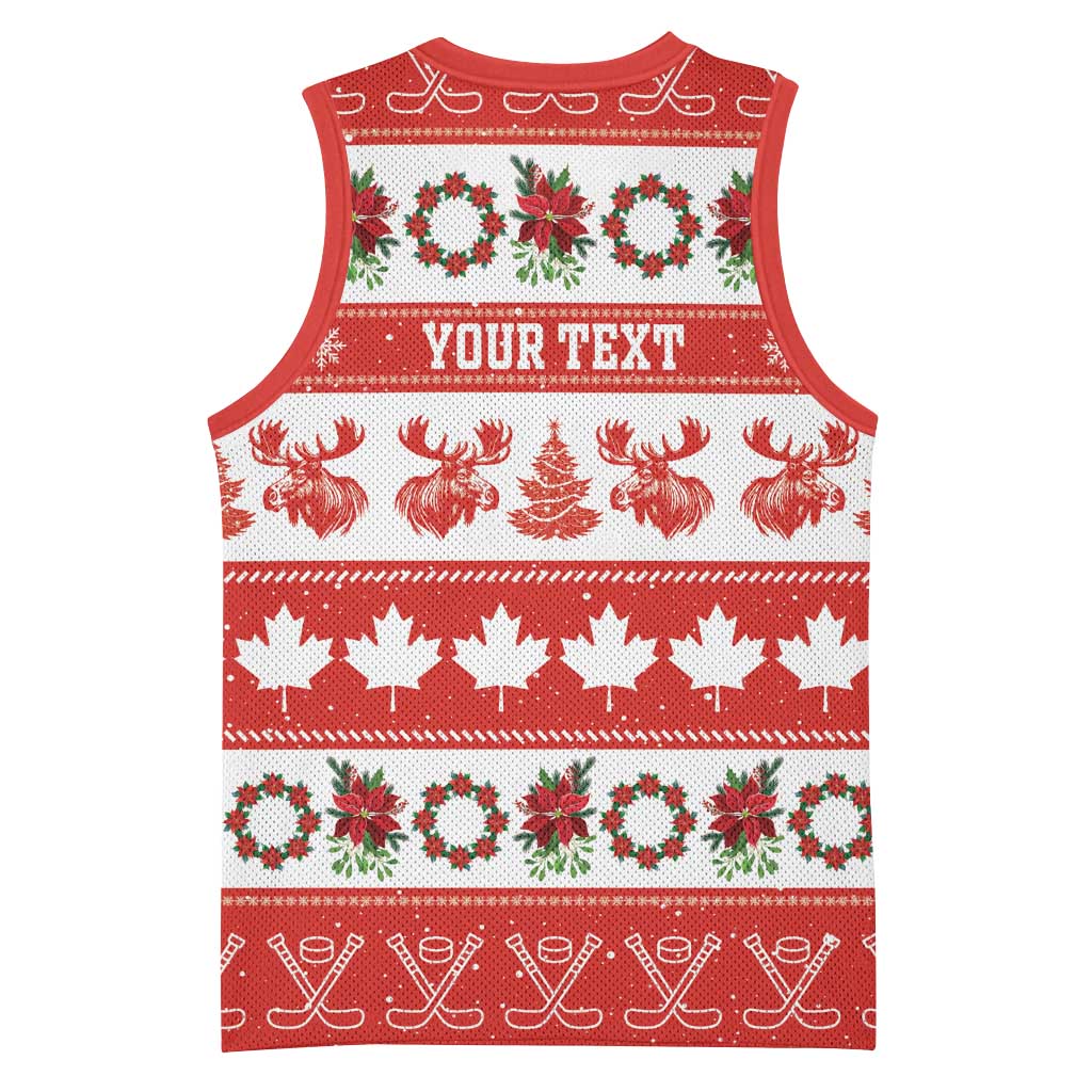 Personalised Canada Christmas Basketball Jersey Canadian Moose Maple Leaf Seamless Style - Wonder Print Shop
