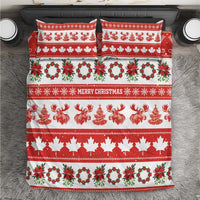 Canada Christmas Bedding Set Canadian Moose Maple Leaf Seamless Style - Wonder Print Shop