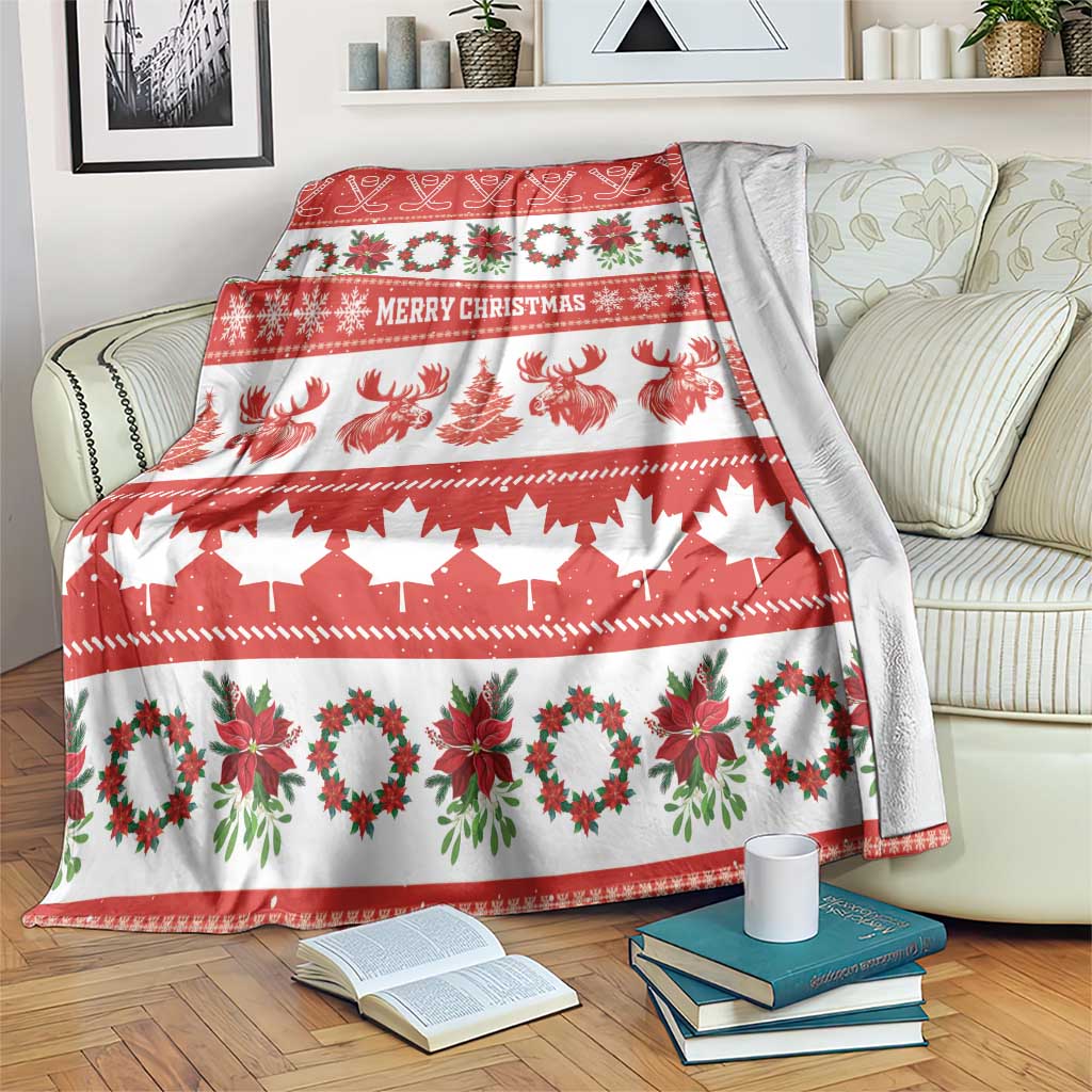 Canada Christmas Blanket Canadian Moose Maple Leaf Seamless Style - Wonder Print Shop