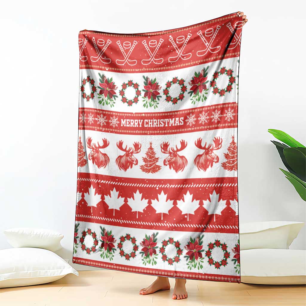 Canada Christmas Blanket Canadian Moose Maple Leaf Seamless Style - Wonder Print Shop