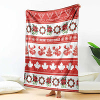 Canada Christmas Blanket Canadian Moose Maple Leaf Seamless Style - Wonder Print Shop