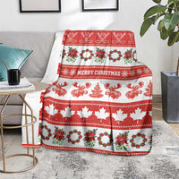 Canada Christmas Blanket Canadian Moose Maple Leaf Seamless Style - Wonder Print Shop