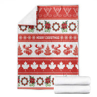 Canada Christmas Blanket Canadian Moose Maple Leaf Seamless Style - Wonder Print Shop