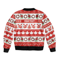 Personalised Canada Christmas Bomber Jacket Canadian Moose Maple Leaf Seamless Style - Wonder Print Shop