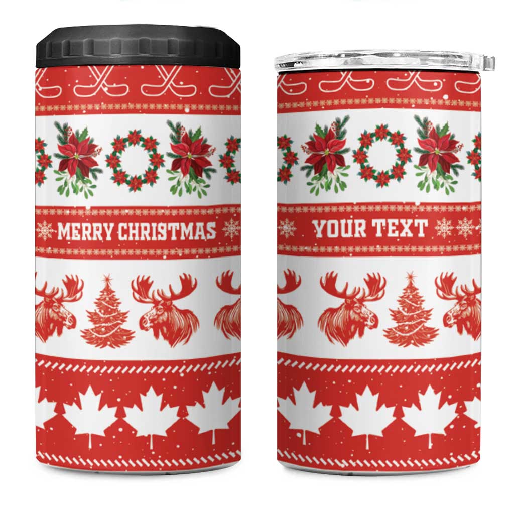 Personalised Canada Christmas 4 in 1 Can Cooler Tumbler Canadian Moose Maple Leaf Seamless Style - Wonder Print Shop