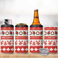 Personalised Canada Christmas 4 in 1 Can Cooler Tumbler Canadian Moose Maple Leaf Seamless Style - Wonder Print Shop