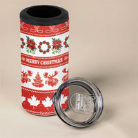 Personalised Canada Christmas 4 in 1 Can Cooler Tumbler Canadian Moose Maple Leaf Seamless Style - Wonder Print Shop