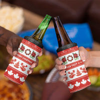 Personalised Canada Christmas 4 in 1 Can Cooler Tumbler Canadian Moose Maple Leaf Seamless Style - Wonder Print Shop