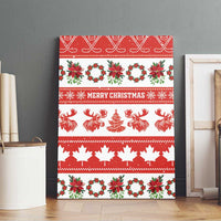 Canada Christmas Canvas Wall Art Canadian Moose Maple Leaf Seamless Style - Wonder Print Shop