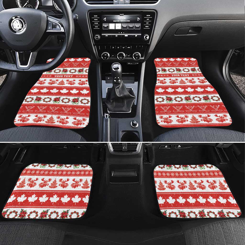 Personalised Canada Christmas Car Mats Canadian Moose Maple Leaf Seamless Style - Wonder Print Shop