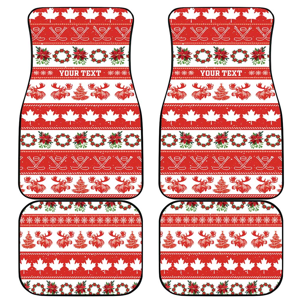 Personalised Canada Christmas Car Mats Canadian Moose Maple Leaf Seamless Style - Wonder Print Shop