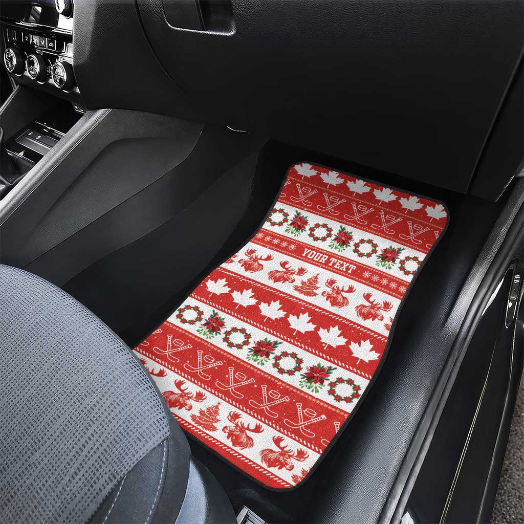 Personalised Canada Christmas Car Mats Canadian Moose Maple Leaf Seamless Style - Wonder Print Shop