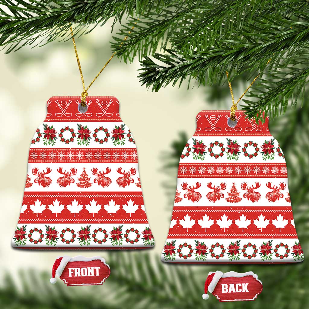 Canada Christmas Ceramic Ornament Canadian Moose Maple Leaf Seamless Style - Wonder Print Shop