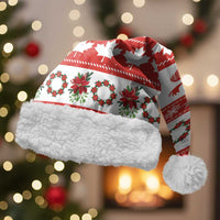 Canada Christmas Santa Hat Canadian Moose Maple Leaf Seamless Style - Wonder Print Shop