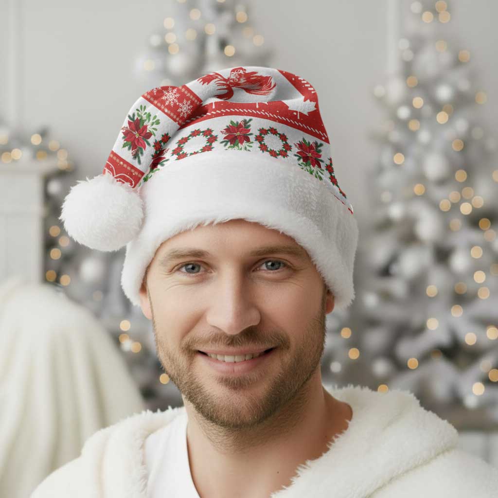 Canada Christmas Santa Hat Canadian Moose Maple Leaf Seamless Style - Wonder Print Shop