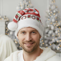 Canada Christmas Santa Hat Canadian Moose Maple Leaf Seamless Style - Wonder Print Shop