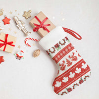 Canada Christmas Stocking Canadian Moose Maple Leaf Seamless Style - Wonder Print Shop