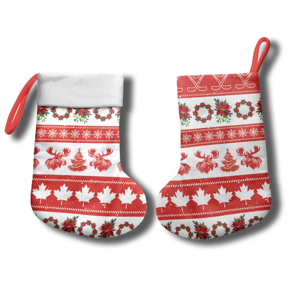 Canada Christmas Stocking Canadian Moose Maple Leaf Seamless Style - Wonder Print Shop