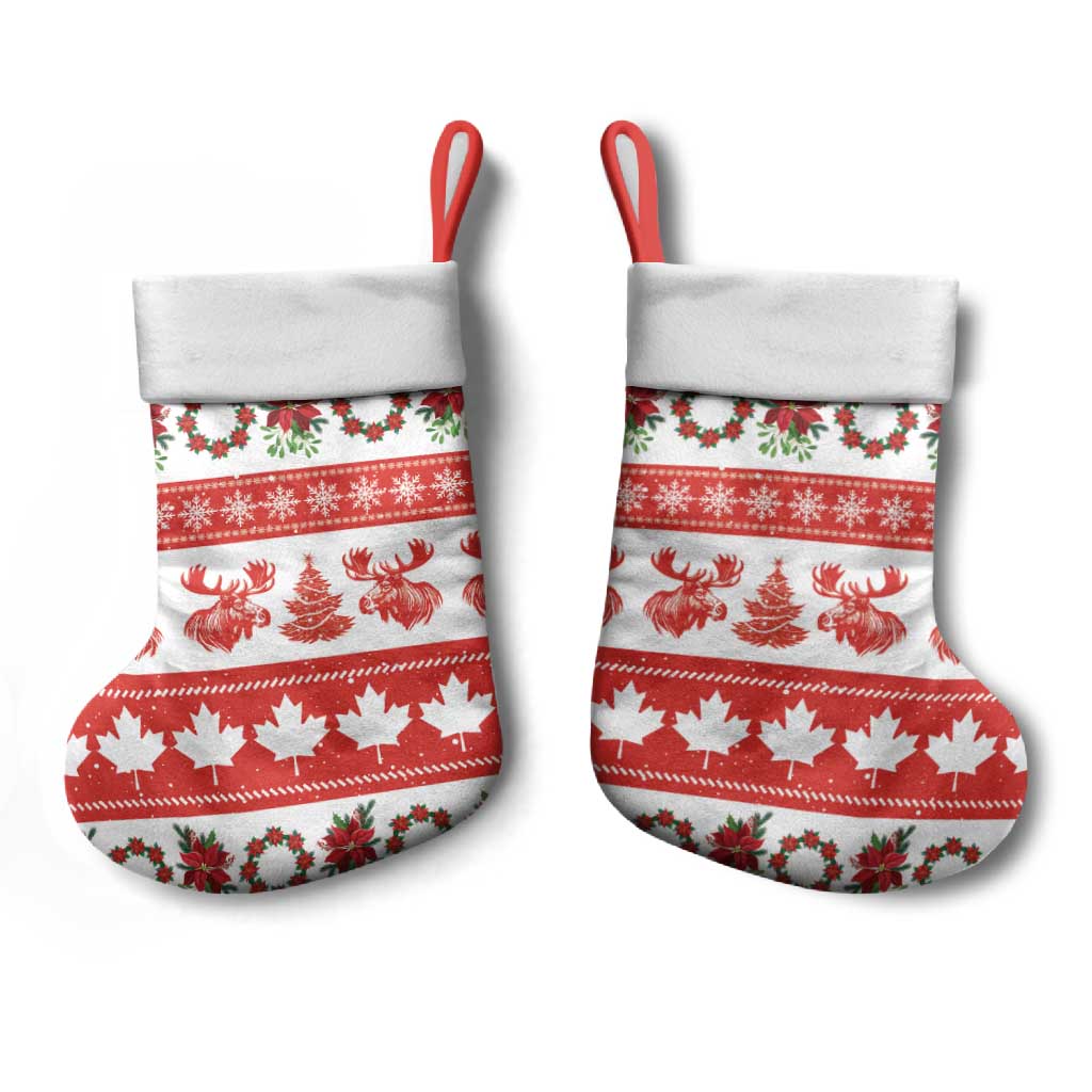 Canada Christmas Stocking Canadian Moose Maple Leaf Seamless Style - Wonder Print Shop