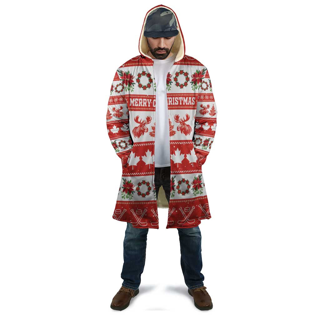 Personalised Canada Christmas Cloak Canadian Moose Maple Leaf Seamless Style - Wonder Print Shop