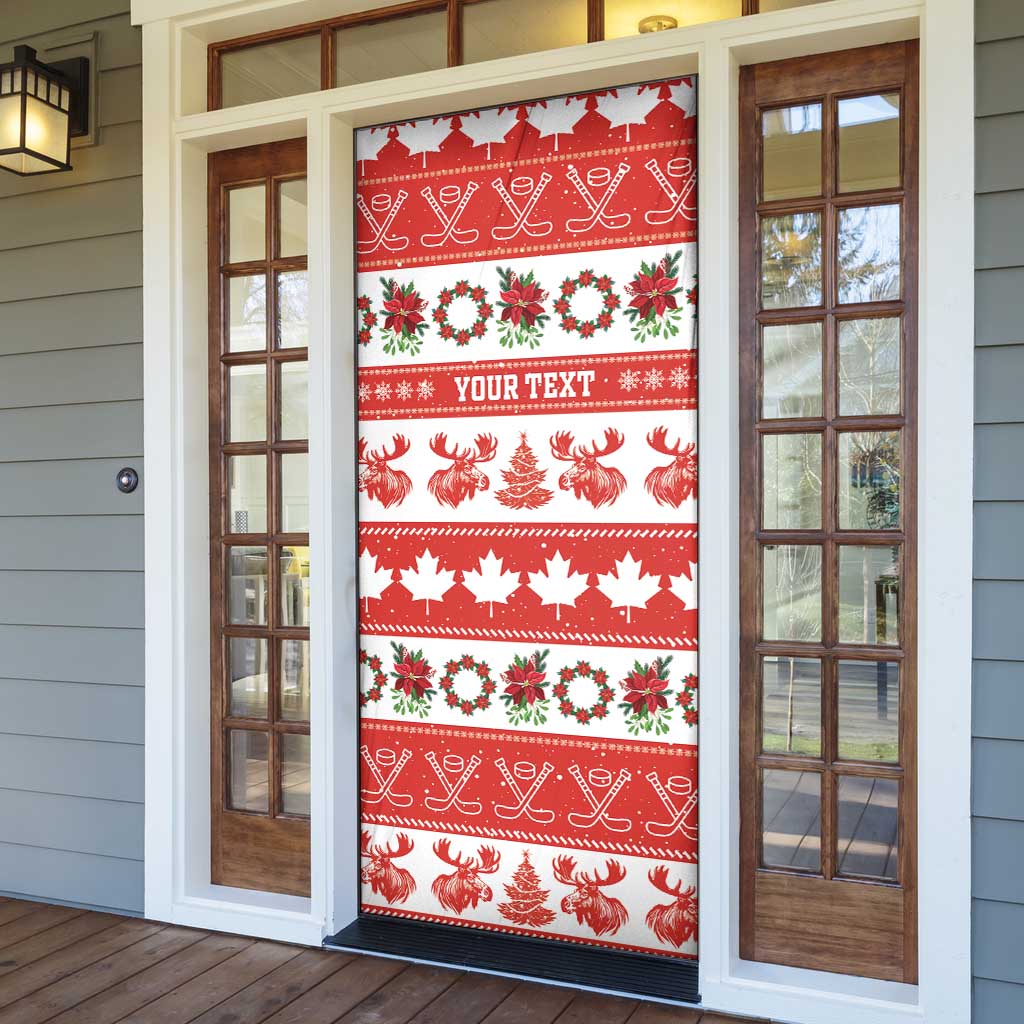 Personalised Canada Christmas Door Cover Canadian Moose Maple Leaf Seamless Style - Wonder Print Shop