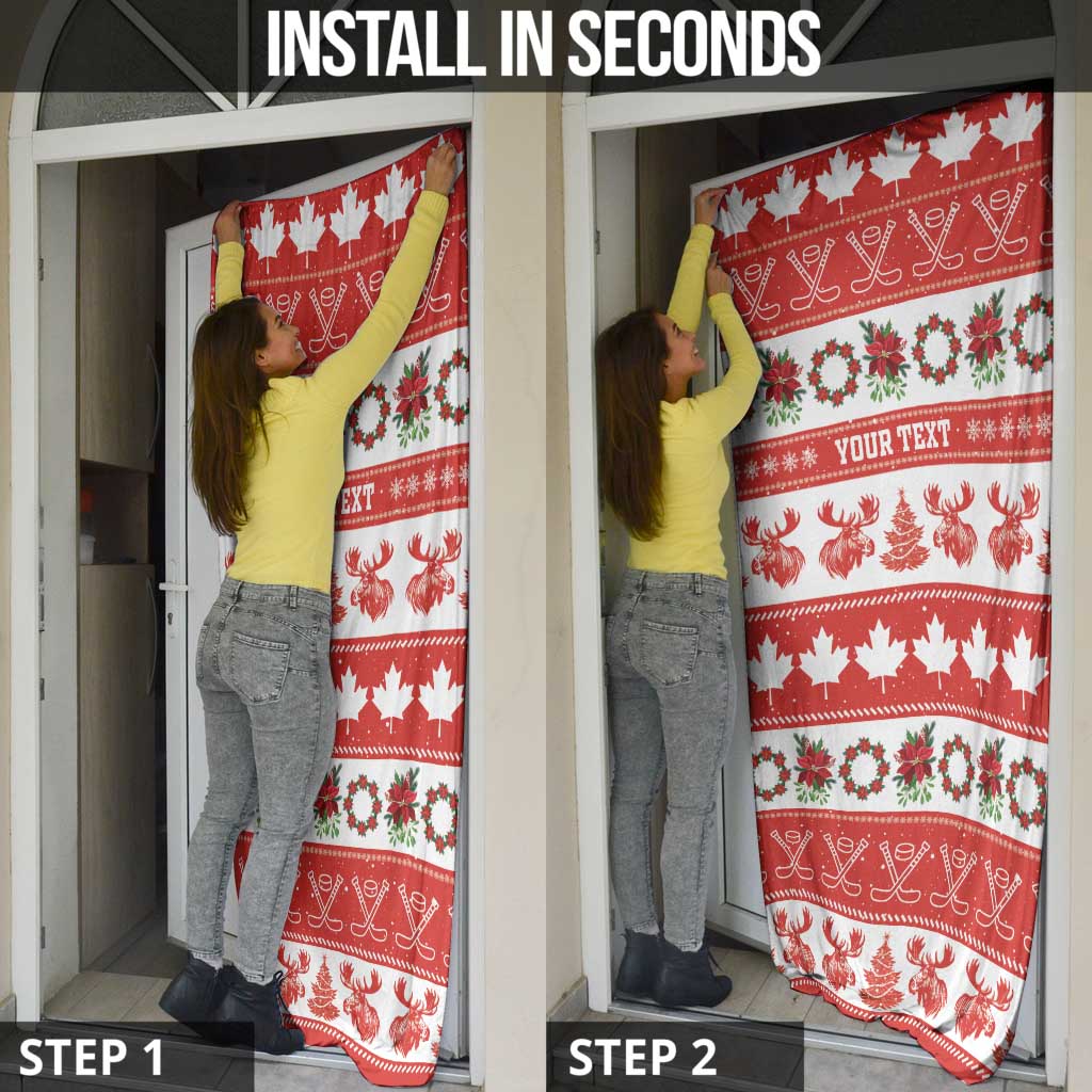 Personalised Canada Christmas Door Cover Canadian Moose Maple Leaf Seamless Style - Wonder Print Shop