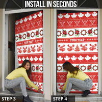 Personalised Canada Christmas Door Cover Canadian Moose Maple Leaf Seamless Style - Wonder Print Shop