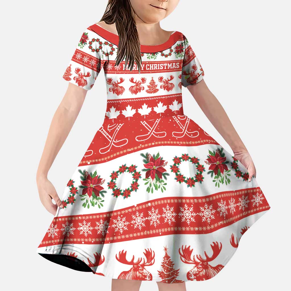 Personalised Canada Christmas Family Matching Long Sleeve Bodycon Dress and Hawaiian Shirt Canadian Moose Maple Leaf Seamless Style - Wonder Print Shop