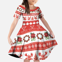 Personalised Canada Christmas Family Matching Long Sleeve Bodycon Dress and Hawaiian Shirt Canadian Moose Maple Leaf Seamless Style - Wonder Print Shop