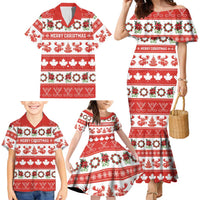 Personalised Canada Christmas Family Matching Mermaid Dress and Hawaiian Shirt Canadian Moose Maple Leaf Seamless Style - Wonder Print Shop
