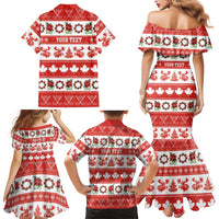 Personalised Canada Christmas Family Matching Mermaid Dress and Hawaiian Shirt Canadian Moose Maple Leaf Seamless Style - Wonder Print Shop